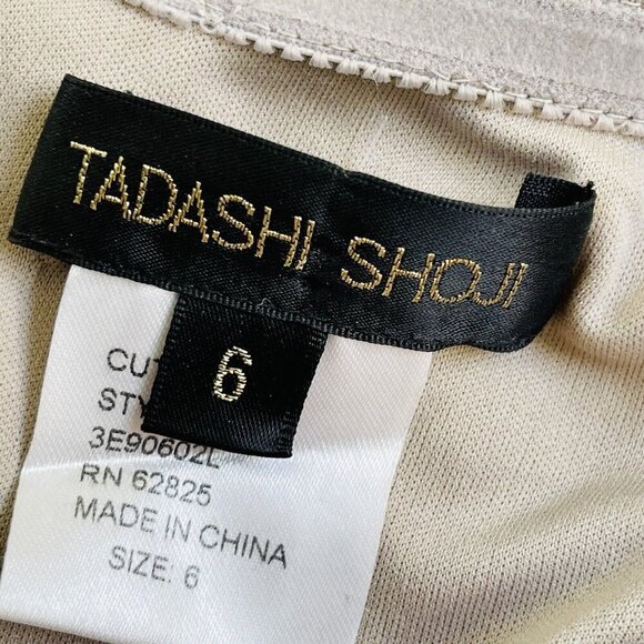 Tadashi Shoji Womens 6 Taupe Embroidered Lace Maxi Evening Dress Gown Party - Picture 15 of 16